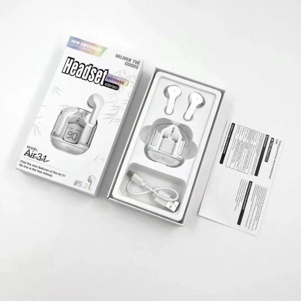 Air31 Earbuds Wireless Crystal Transparent And Bluetooth - Dwellus