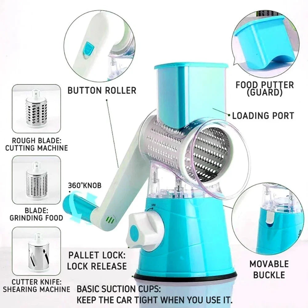 Multi-function 3 in 1 Drum Vegetable Cutter Slicer - Dwellus